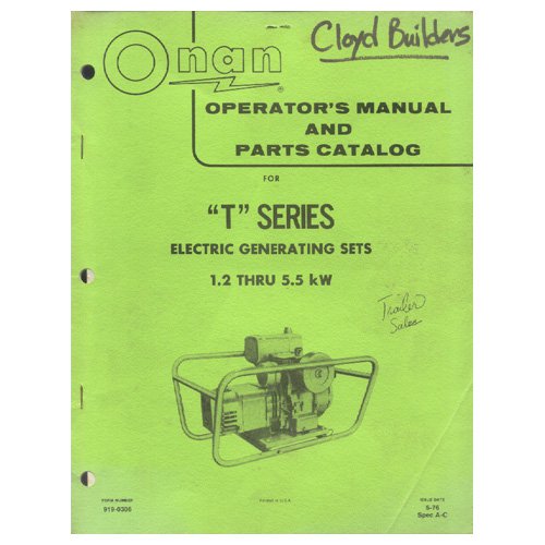 Operators Manual Onan 2500
